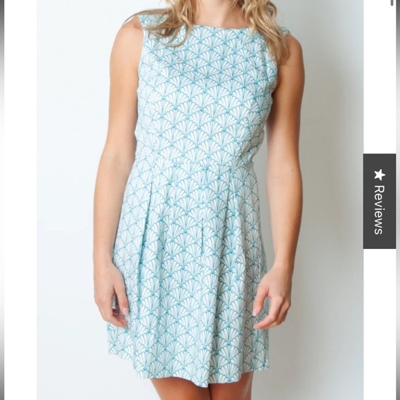 Pink Martini Green and Blue A-Line Seashell print Mini Dress coastal classic - Picture 1 of 6